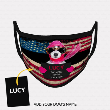 Personalized Dog Gift Idea - Bad Dog Girl With Pink Scarf And Glassess For Dog Lovers - Cloth Mask